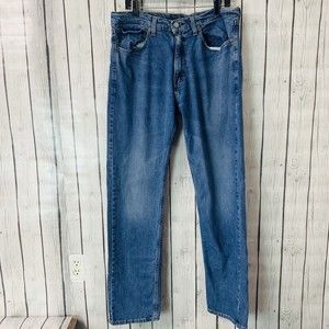 Mens 505 Levis Denim Blue Jeans Red Tab Straight Leg Faded  W 36 L 34